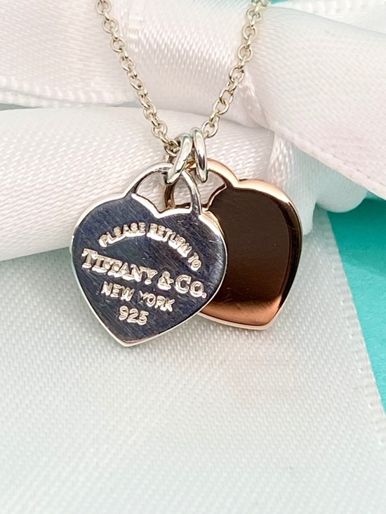Tiffany & Co. Jewelry - Tiffany & Co. Return to Tiffany Rubedo & Silver Mini Double Heart necklace